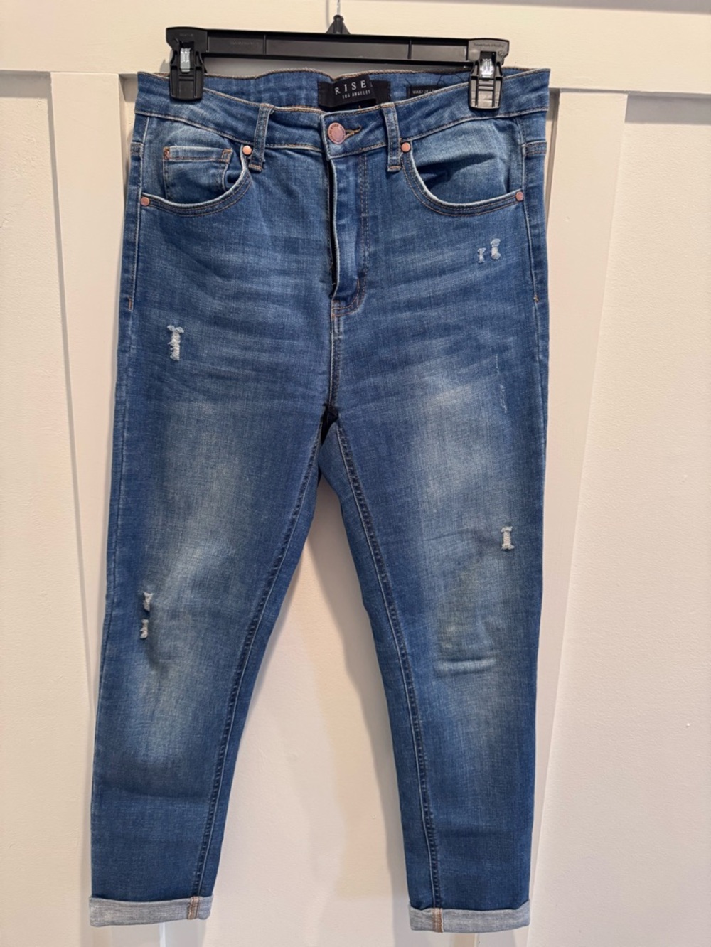 Risen Los Angeles Mid Rise Skinny Cuffed Ankle Jeans